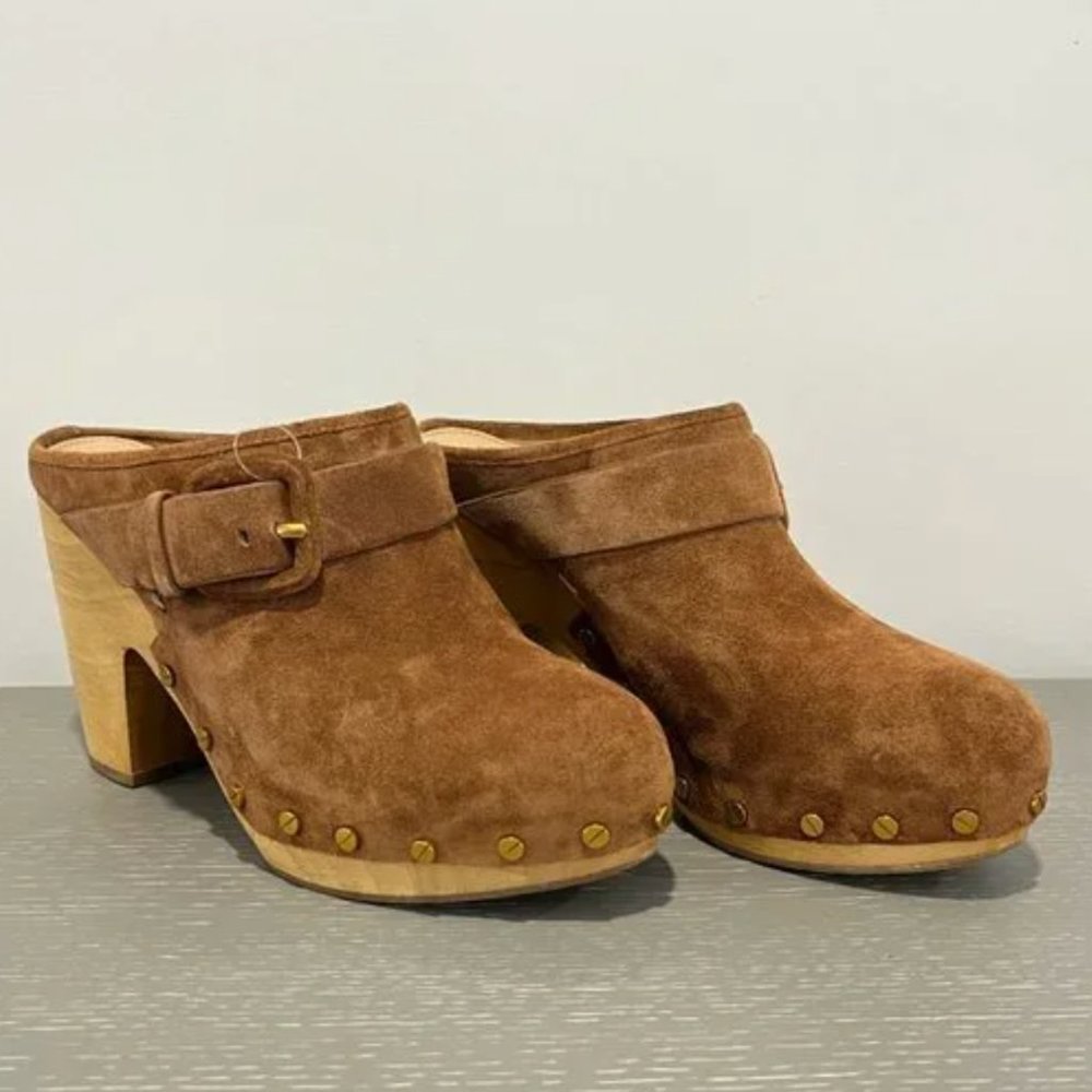 Veronica Beard Dacey Suede Mule Clogs Womens Size 8 in Pecan Brown NWOT - Picture 2 of 7